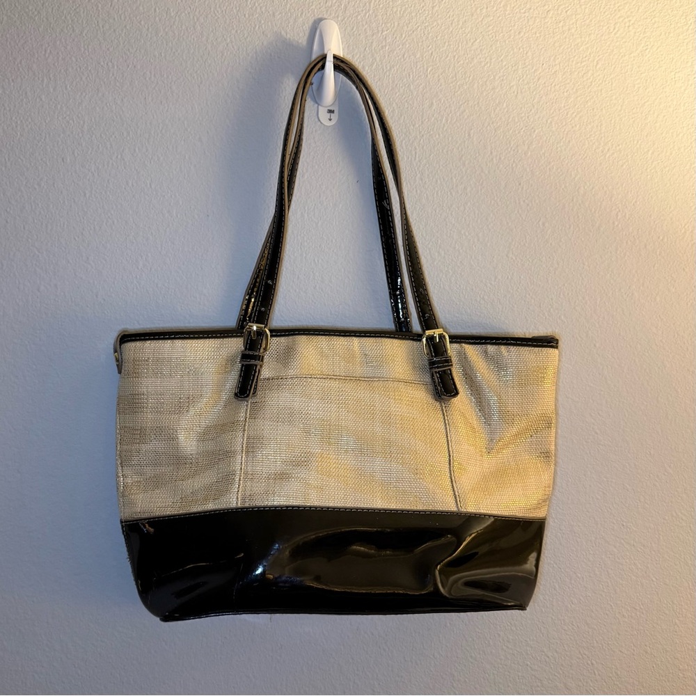 Anne Klein - Elegant Black and Cream Large Purse or Tote - Picture 4 of 10